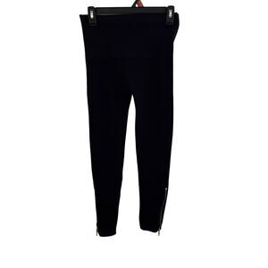 Spanx Seamless Leggings Size Large Black Gold Ankle Zip Athleisure High Waist